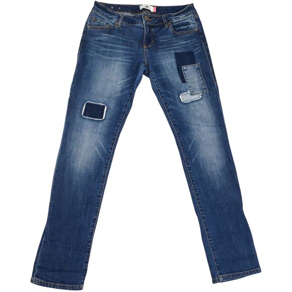 Cabi Jeans Slim Boyfriend Patchwork Sz 4 Blue Stretch Denim‎ Fading Y2K Vibes - Picture 1 of 13